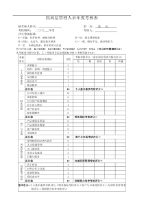 院高层管理人员年度考核表