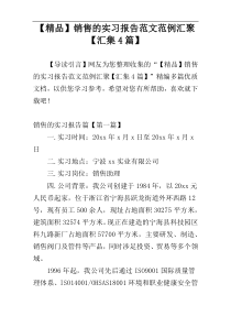 【精品】销售的实习报告范文范例汇聚【汇集4篇】