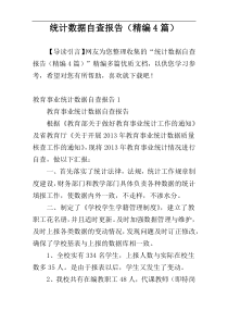 统计数据自查报告（精编4篇）