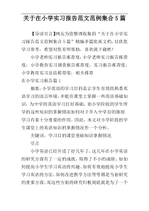 关于在小学实习报告范文范例集合5篇