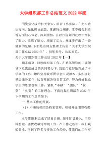 大学组织部工作总结范文2022年度