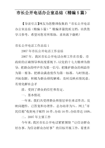 市长公开电话办公室总结（精编5篇）