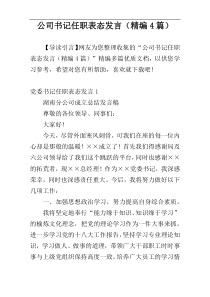 公司书记任职表态发言（精编4篇）