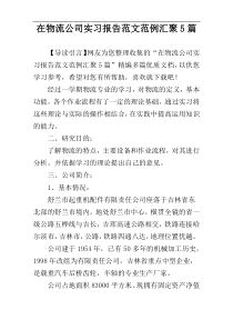 在物流公司实习报告范文范例汇聚5篇