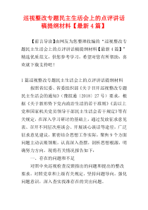 巡视整改专题民主生活会上的点评讲话稿提纲材料【最新4篇】