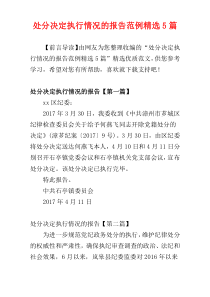 处分决定执行情况的报告范例精选5篇