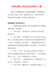 巡视巡察工作应知应会集合5篇