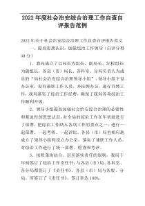 2022年度社会治安综合治理工作自查自评报告范例