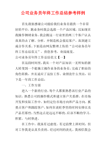 公司业务员年终工作总结参考样例