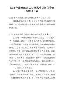 2022年度路政大队安全执法心得体会参考样例3篇