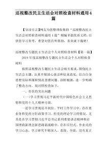 巡视整改民主生活会对照检查材料通用4篇