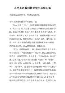 小学英语教师辅导学生总结3篇