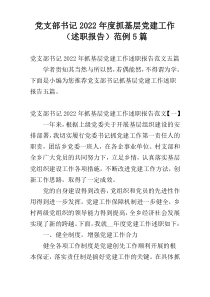 党支部书记2022年度抓基层党建工作（述职报告）范例5篇