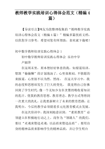 教师教学实践培训心得体会范文（精编4篇）