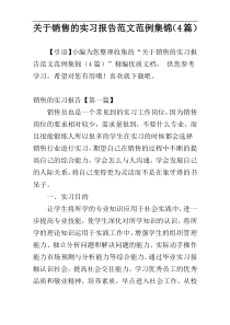 关于销售的实习报告范文范例集锦（4篇）