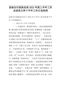 县综合行政执法局2022年度上半年工作总结范文和下半年工作计划范例