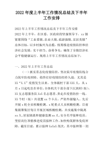 2022年度上半年工作情况总结及下半年工作安排