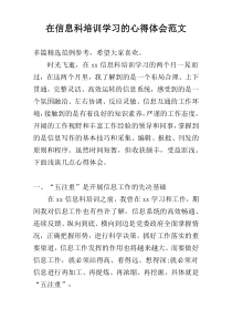 在信息科培训学习的心得体会范文