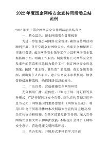 2022年度国企网络安全宣传周活动总结范例