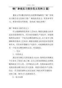 钢厂参观实习报告范文范例(2篇)