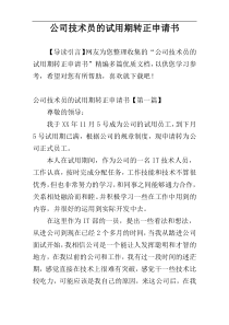 公司技术员的试用期转正申请书