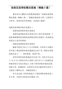 违规发放津贴整改措施（精编5篇）