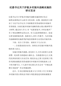 纪委书记关于护航乡村振兴战略实施的研讨发言