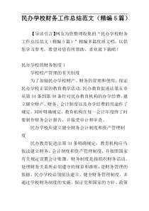 民办学校财务工作总结范文（精编5篇）