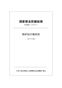 国家职业技能标准 (2019年版) 锅炉运行值班员