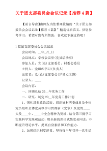 关于团支部委员会会议记录【推荐4篇】