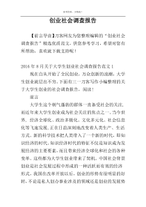 创业社会调查报告