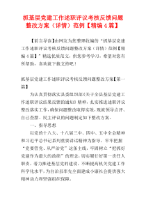 抓基层党建工作述职评议考核反馈问题整改方案（详情）范例【精编4篇】