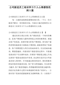 公司新进员工培训学习个人心得感悟范例5篇