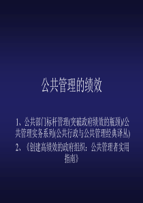 第六章公共管理的绩效