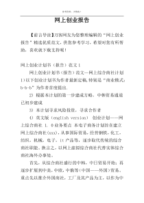 网上创业报告