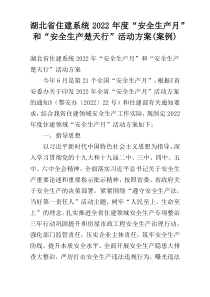 湖北省住建系统2022年度“安全生产月”和“安全生产楚天行”活动方案(案例)