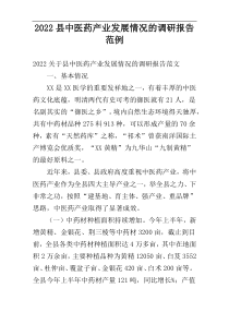 2022县中医药产业发展情况的调研报告范例