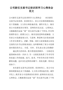 公司新任支部书记培训班学习心得体会范文