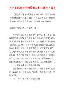 关于支部班子对照检查材料（通用4篇）