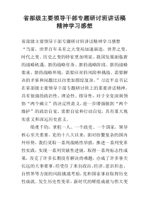 省部级主要领导干部专题研讨班讲话稿精神学习感想