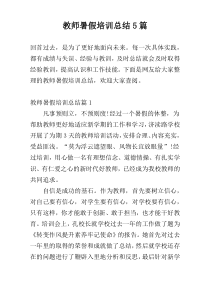 教师暑假培训总结5篇