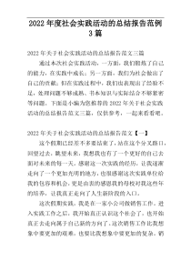 2022年度社会实践活动的总结报告范例3篇