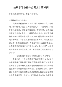 挂职学习心得体会范文3篇样例