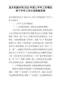 县乡村振兴局2022年度上半年工作情况和下半年工作计划思路范例