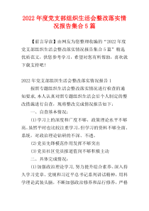 党支部组织生活会整改落实情况报告2022年度集合5篇