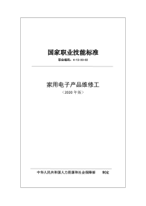 国家职业技能标准 (2020年版) 家用电子产品维修工