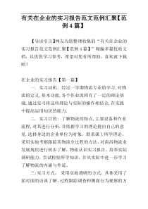 有关在企业的实习报告范文范例汇聚【范例4篇】