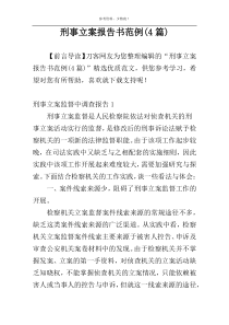 刑事立案报告书范例(4篇)