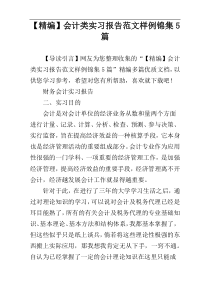 【精编】会计类实习报告范文样例锦集5篇