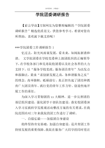 学院团委调研报告